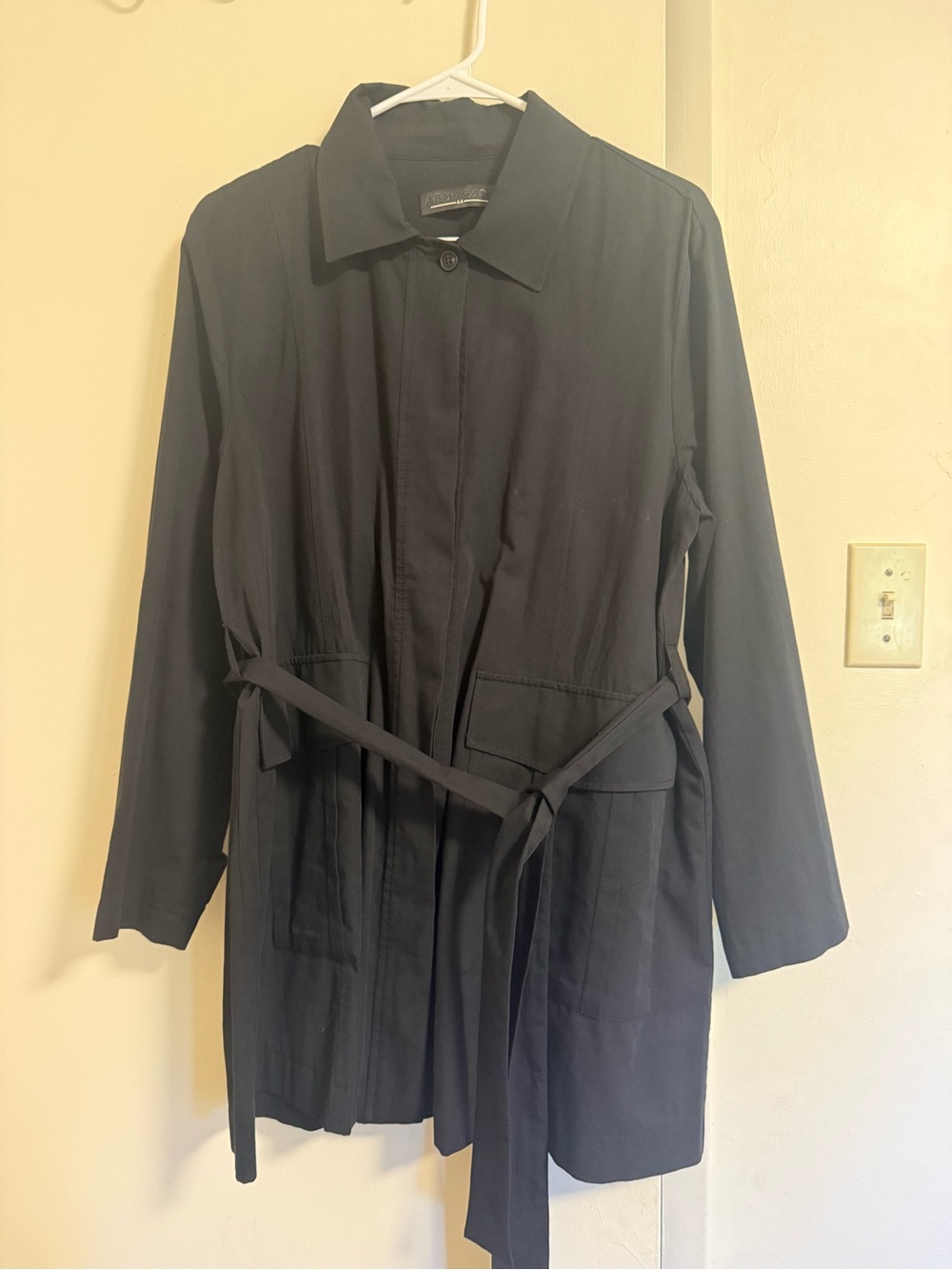 Black 2-Piece Cotton Suit Set (Jacket & Wide-Leg Pants)